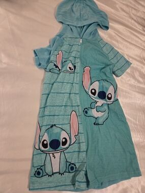 Disney Stitch Toddler Blue Zip Hooded  Romper S 4/5